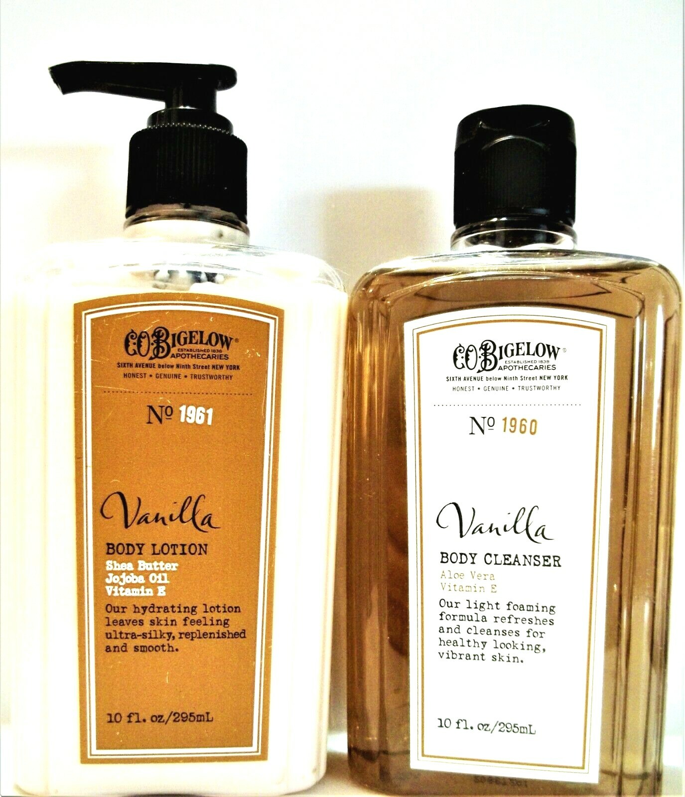 Bath Body Works CO Bigelow VANILLA Body Cleanser & Lotion, 10 oz/295 mL NEW x 2