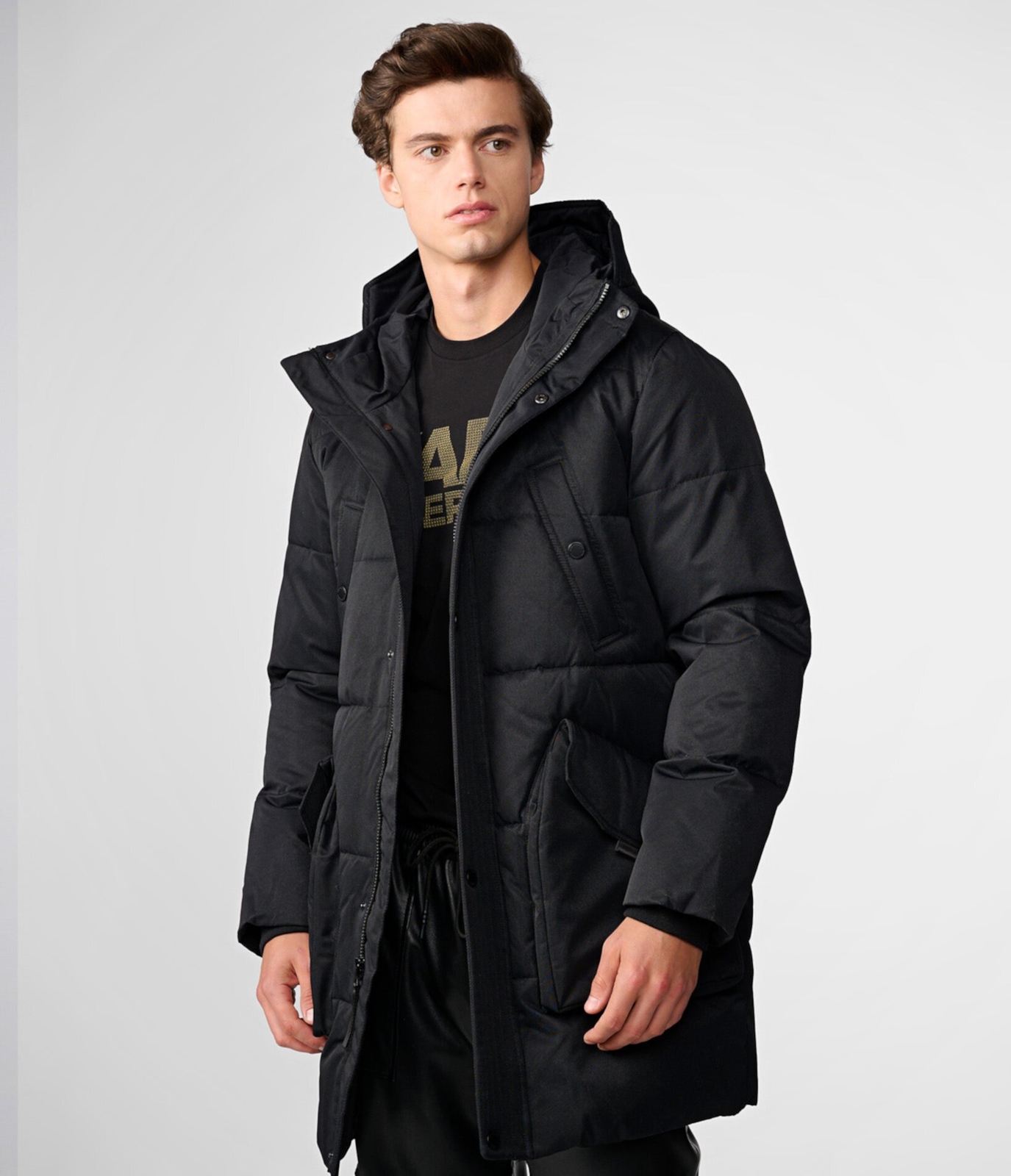 New KARL LAGERFELD PARIS Oversized Hooded Down Parka - Black