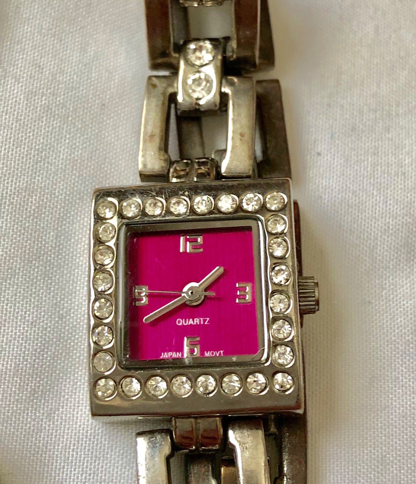 Lot 4 Silvertone Ladies Watches for Parts or Repair - Rhinestones