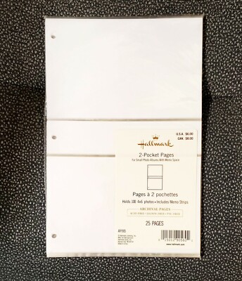 Hallmark Album Refill Pages (4x6 Photos) - 2-Pocket With Memo Space - 100 Pages