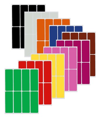 Labels for Color Coding 3 x 1 Inch Rectangle 76mm x 25mm Craft Stickers 80 Pack 