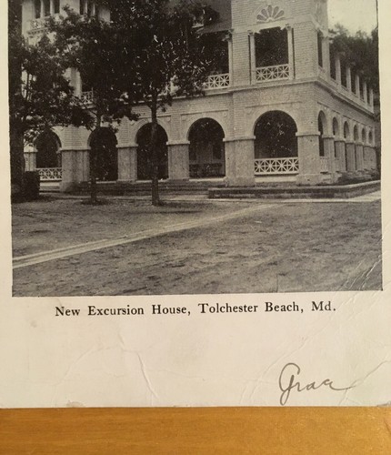 Old Vintage Tolchester Beach Md Postcard - New Excursion House - 1909