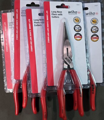 Wiha Tools 32621 Soft Grip 8'' Long Nose Pliers With Cutters 