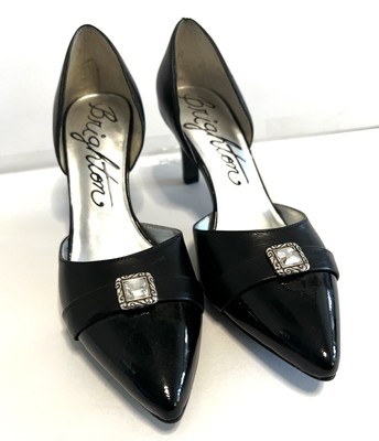 Brighton Yolo Pumps Heels Black Rhinestone Accent Size 6.5 M
