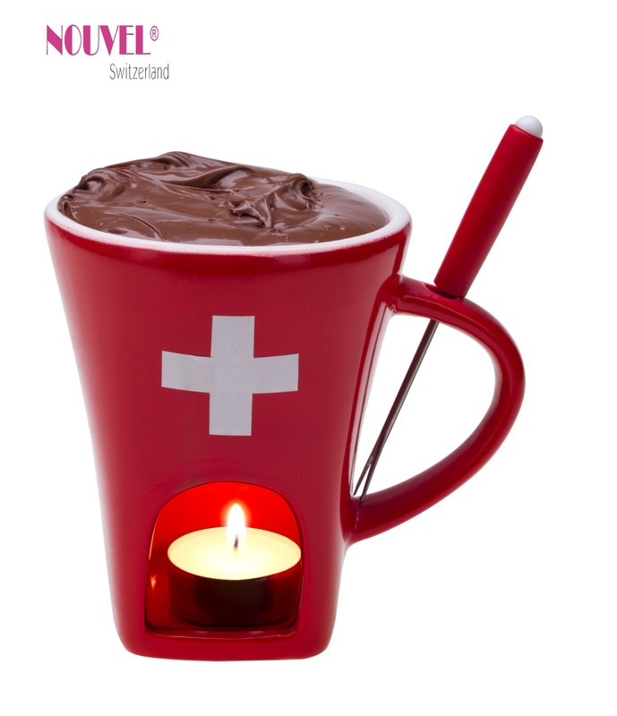 Nouvel Swiss Schokoladenfondue-Set Tasse Ch-Kreuz