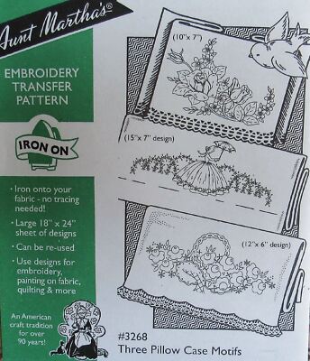 Aunt Marthas 3268 Southern Belle Rose Pillowcase Embroidery Transfer Pattern NEW