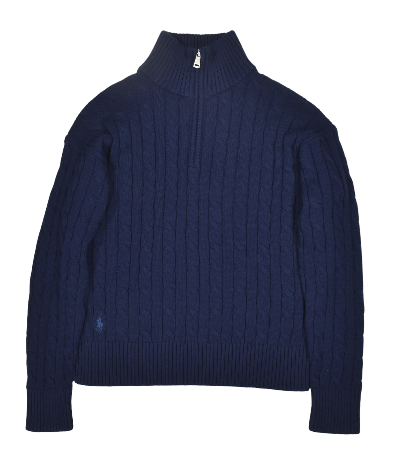 【Ralph Lauren】wool knit ネイビー Women's Polo Ralph Lauren Navy Cotton Wool Cable Knit 1/2