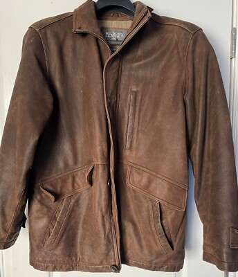 Wilsons Leather Jacket M Adult Medium Brown Rustic Genuine Coat Mens Thinsulate