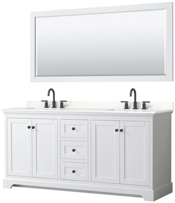 Wyndham Collection WCV232372D-QTZ-US3M70 Avery 72'' - White / Giotto Quartz Top /