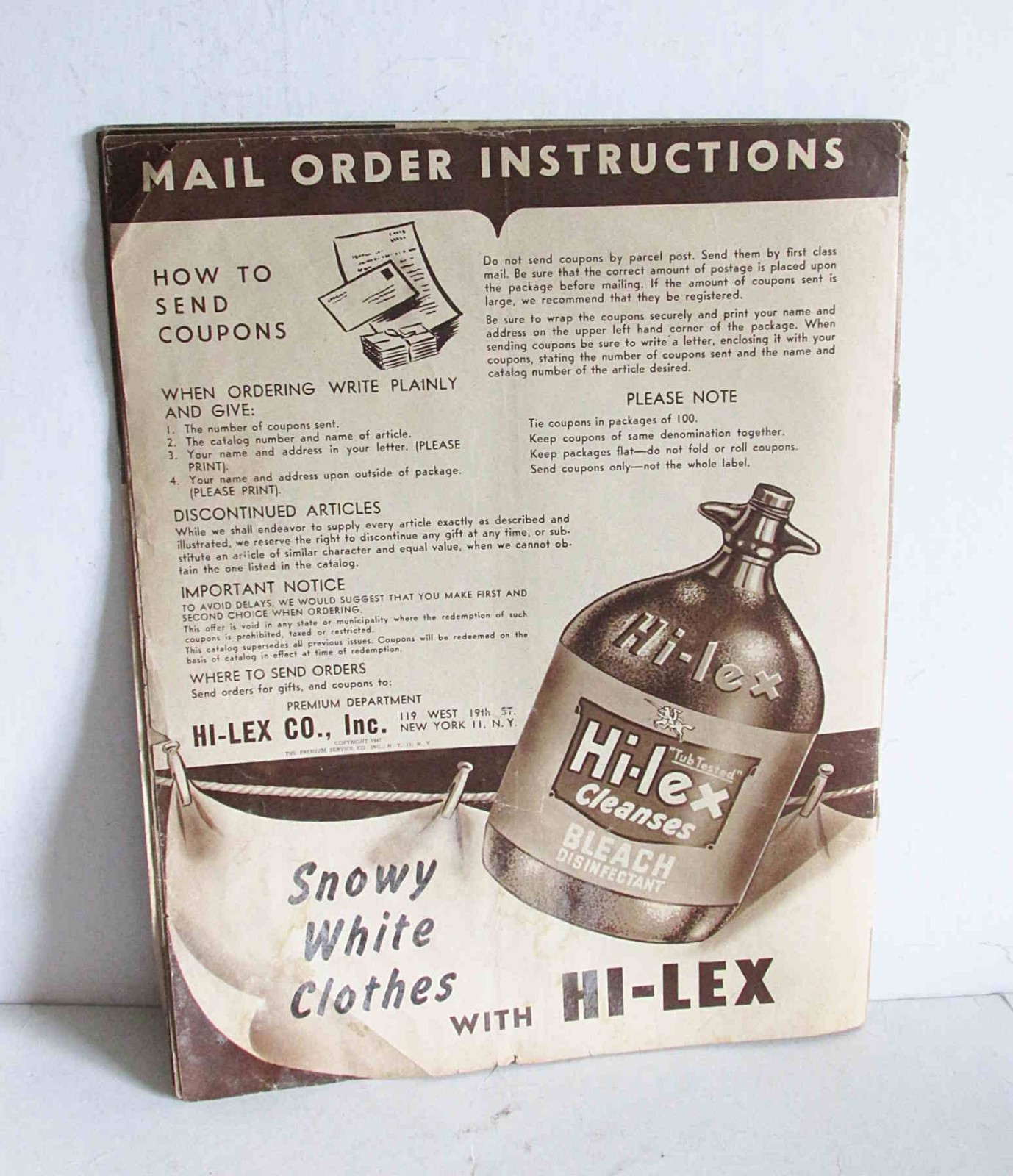 VINTAGE 1947 HI-LEX Bleach Premium CATALOG MID CENTURY Brochure 8.5x11