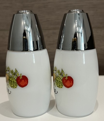 Vtg Set Of 4 Gemco Corning Ware Cream Pitcher Sugar Spice of Life Milk Glass