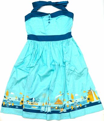 Pre-owned Disney Parks Dress Shop Aqua Blue Magic Kingdom Attractions Women's Dress 3x
