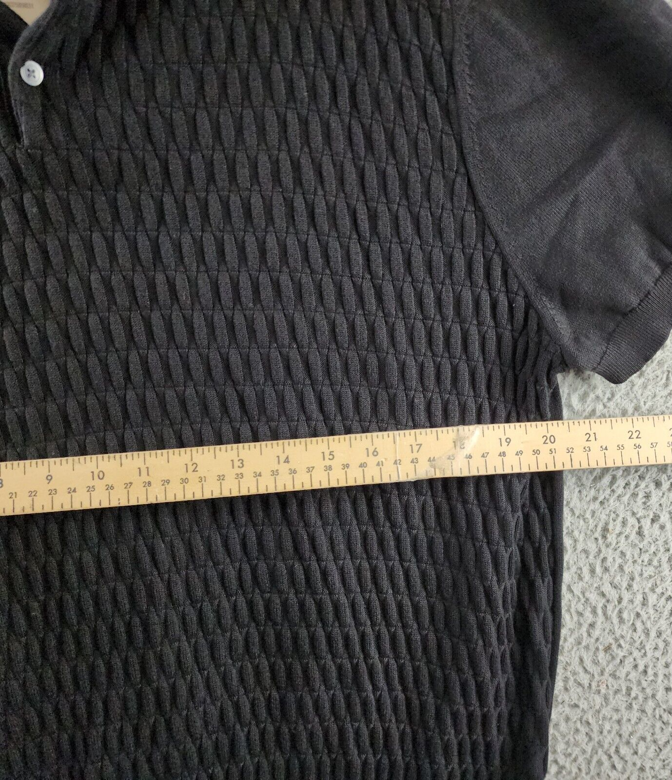 The Men's Store At Bloomingdale's Knitted Polo Sweater Men's XXL Black Textured - Picture 8 of 11