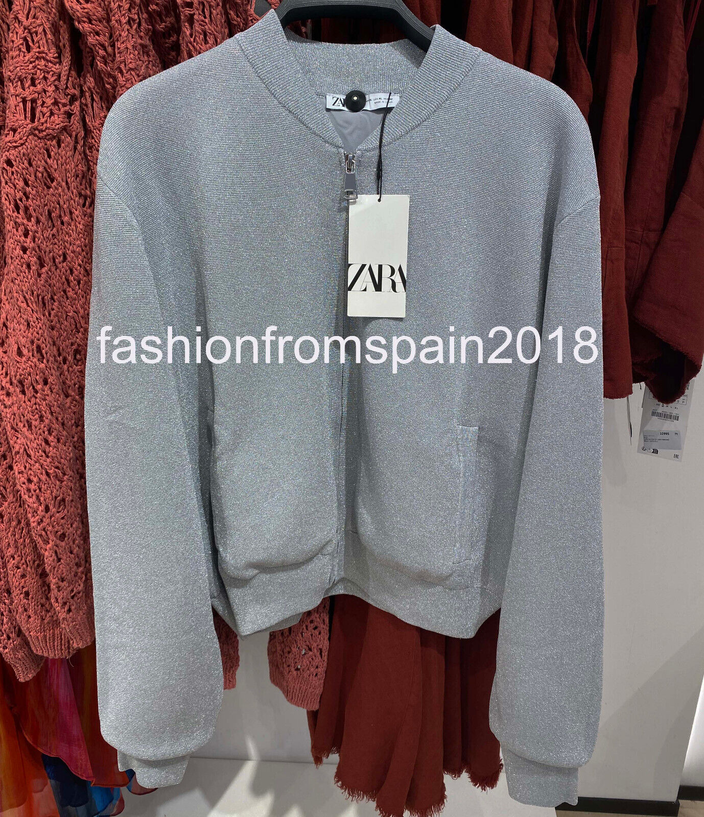 ZARA NEW WOMAN KNIT BOMBER CARDIGAN WITH METALLIC THREAD ZARA NEW WOMAN KNIT BOMBER CARDIGAN WITH METALLIC THREAD