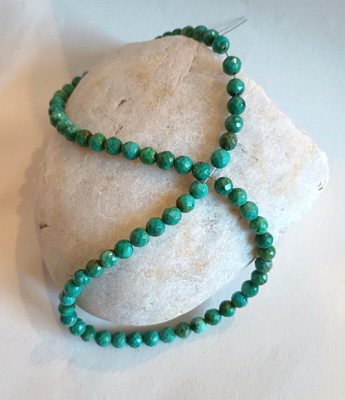 FACETED CLOUD MOUNTAIN TURQUOISE 5-6MM ROUND BEADS - 15.75'' Strand - 2121E