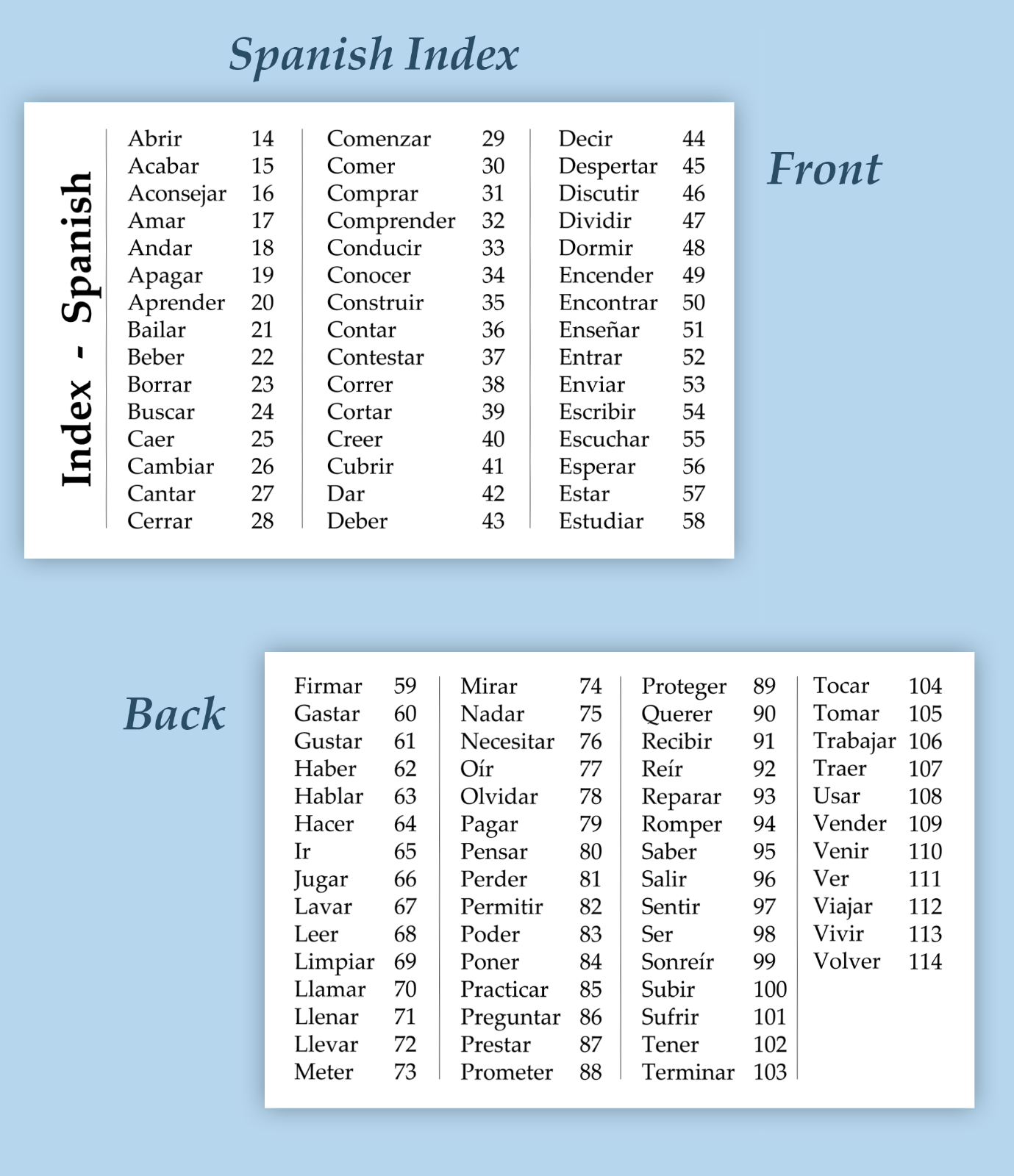 101 Spanish Verb Flashcards:  Conjugations