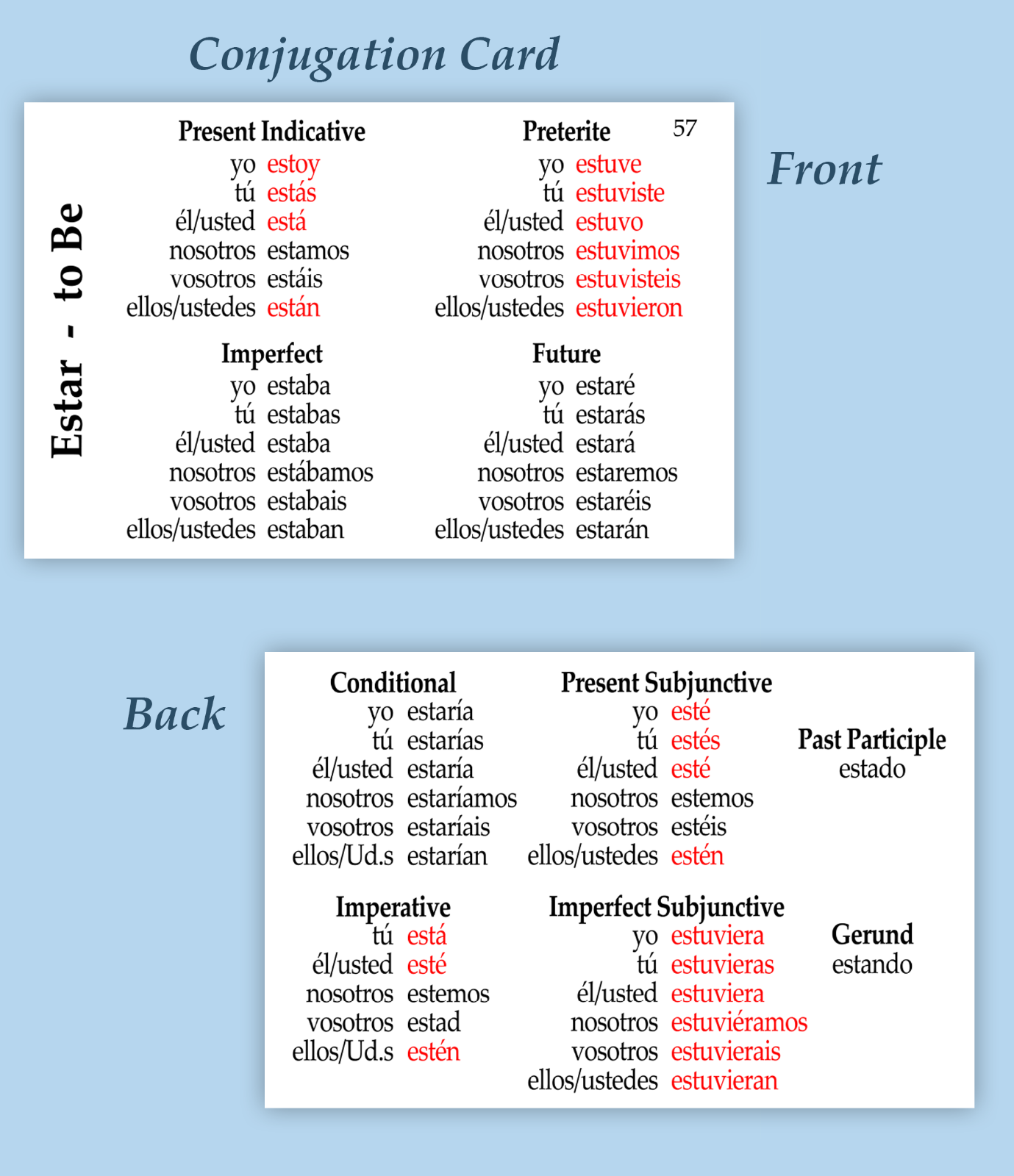 101 Spanish Verb Flashcards:  Conjugations