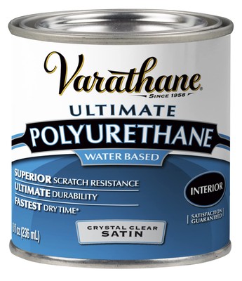 1/2 pt 200261H Crystal Clear Varathane Water-Based Interior Polyurethane, Satin