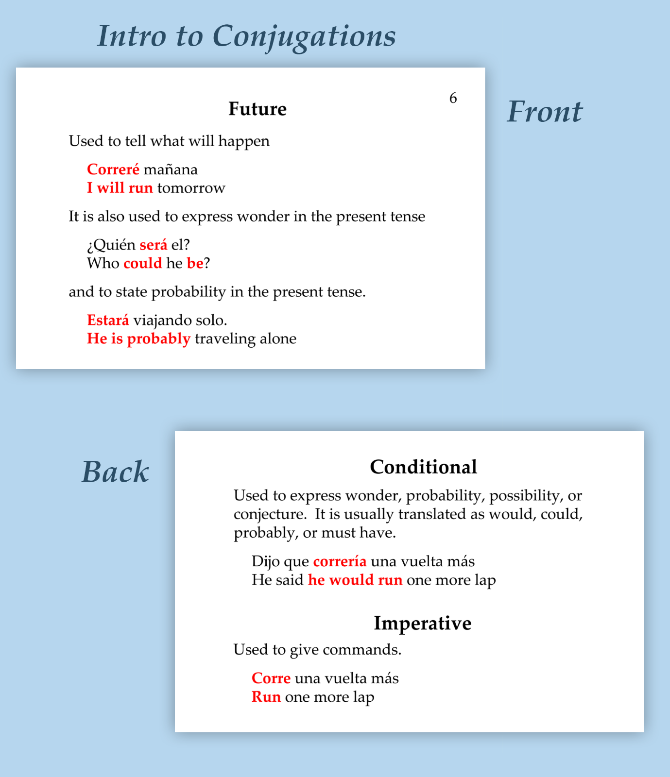 101 Spanish Verb Flashcards:  Conjugations