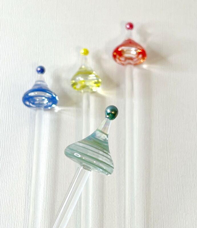 Droplet Swizzle Stir Sticks - Set Of 4 Glass UNIQUE Droplets