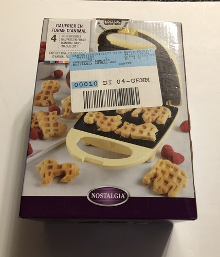 Nostalgia ANML400 Circus Animal Waffle Maker, Yellow, NEW in Box