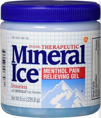 MINERAL ICE Menthol Pain Gel 8oz Tub GERIMED ~