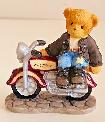 Cherished Teddies Rocky Figurine By Avon - 2004 Motorcycle #118322 Retired