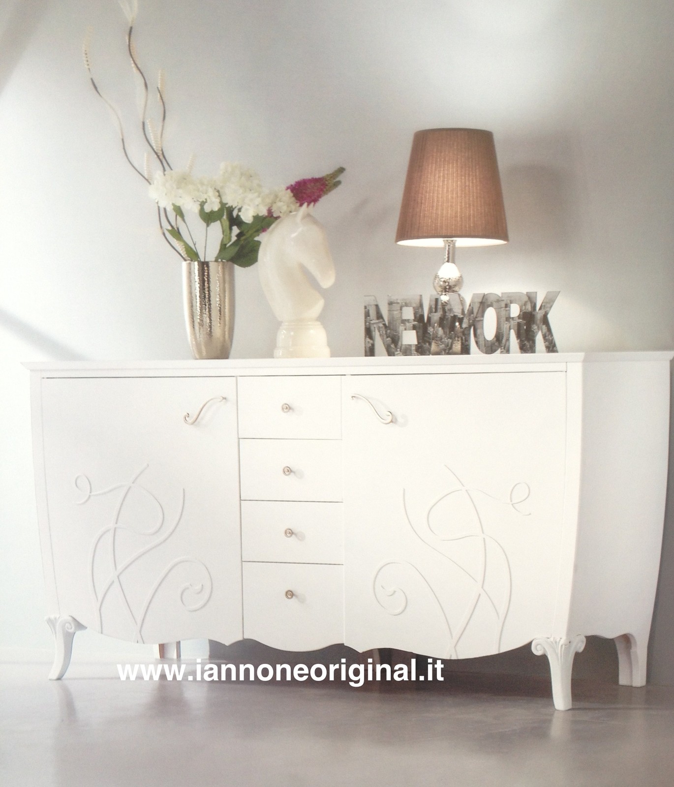 CREDENZA CONTROMOBILE MADIA SOGGIORNO BIANCO/BIANCA CONTEMPORANEO