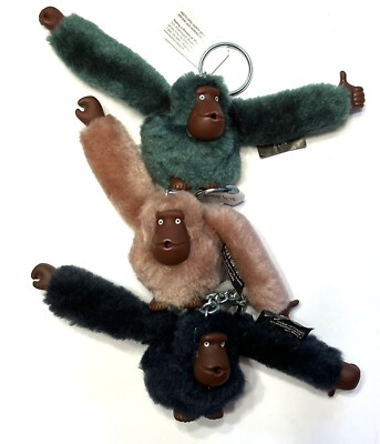 3 (three) NWOT KIPLING Monkey 2  Key Chain Ring Bag Charm Fob (AA6 1)
