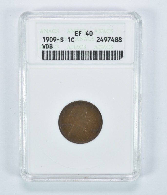1909-S Lincoln Wheat Cent VDB EF40 ANACS *7023