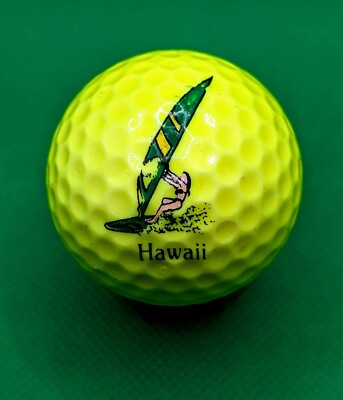 Vintage Yellow Hawaii Windsurfing Sailboarding logo golf ball