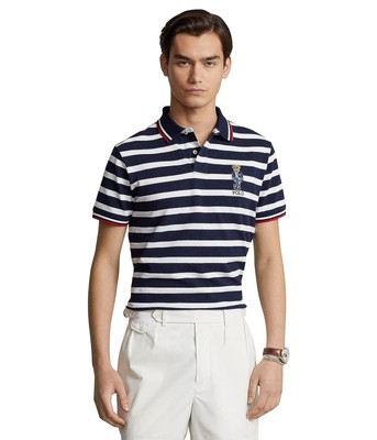 Мужские рубашки и топы Polo Ralph Lauren Custom Slim Polo Bear Mesh Mesh Shirt Polo