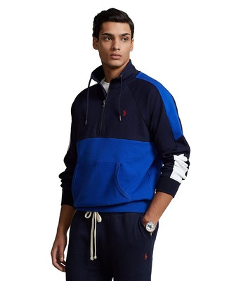

Мужская одежда Polo Ralph Lauren, пуловер из мягкого хлопка с цветными блоками и молнией 1/4