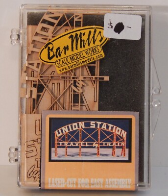 Bar Mills N-Gauge; billboard sign, ''UNION STATION'', laser-cut wood kit!