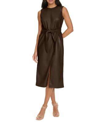 Женские платья Calvin Klein из искусственной кожи с поясом на завязках