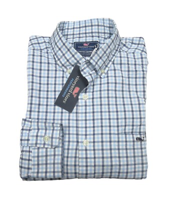 Vineyard Vines Men's Jake Blue Mizpah Performance Check Classic Fit Tucker Shirt