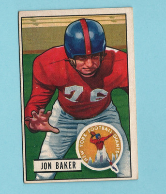 1951 Bowman - #57 - John Baker - RC - New York Giants - VG/EX - F0323