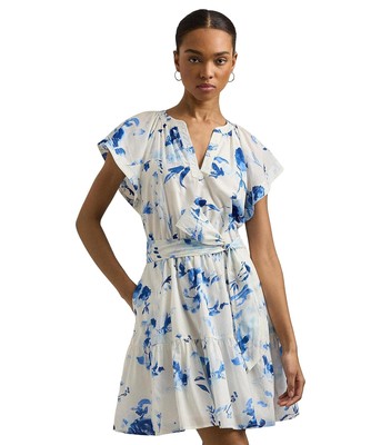 Womans Dresses Lauren Ralph Lauren Floral Belted Cotton Voile Dress