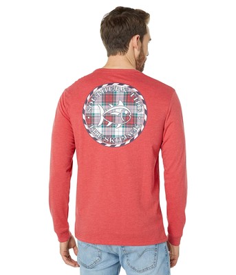 

Мужская одежда, футболка Southern Tide с длинными рукавами и медальоном в клетку Хизер