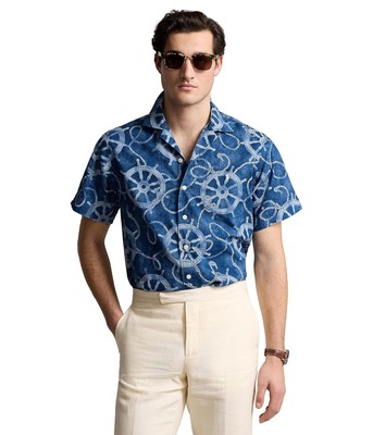 Мужские рубашки и топы Polo Ralph Lauren классического кроя из хлопка и льна Camp Shirt