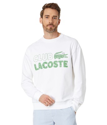 Мужские худи и свитшоты Lacoste Свободный крой с длинными рукавами и графическим рисунком