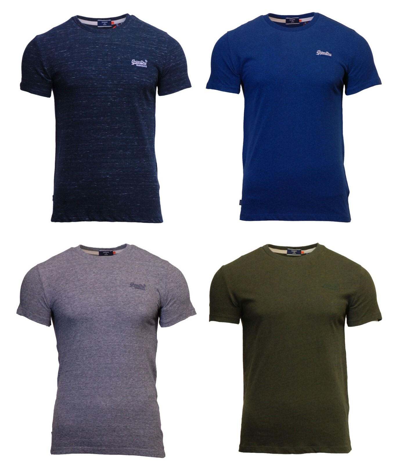 Superdry Mens Orange Label Crew Neck Short Sleeve T Shirt Navy Khaki Grey Blue