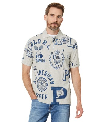 Мужские рубашки и топы Polo Ralph Lauren классического кроя, сетчатая рубашка поло с графическим принтом