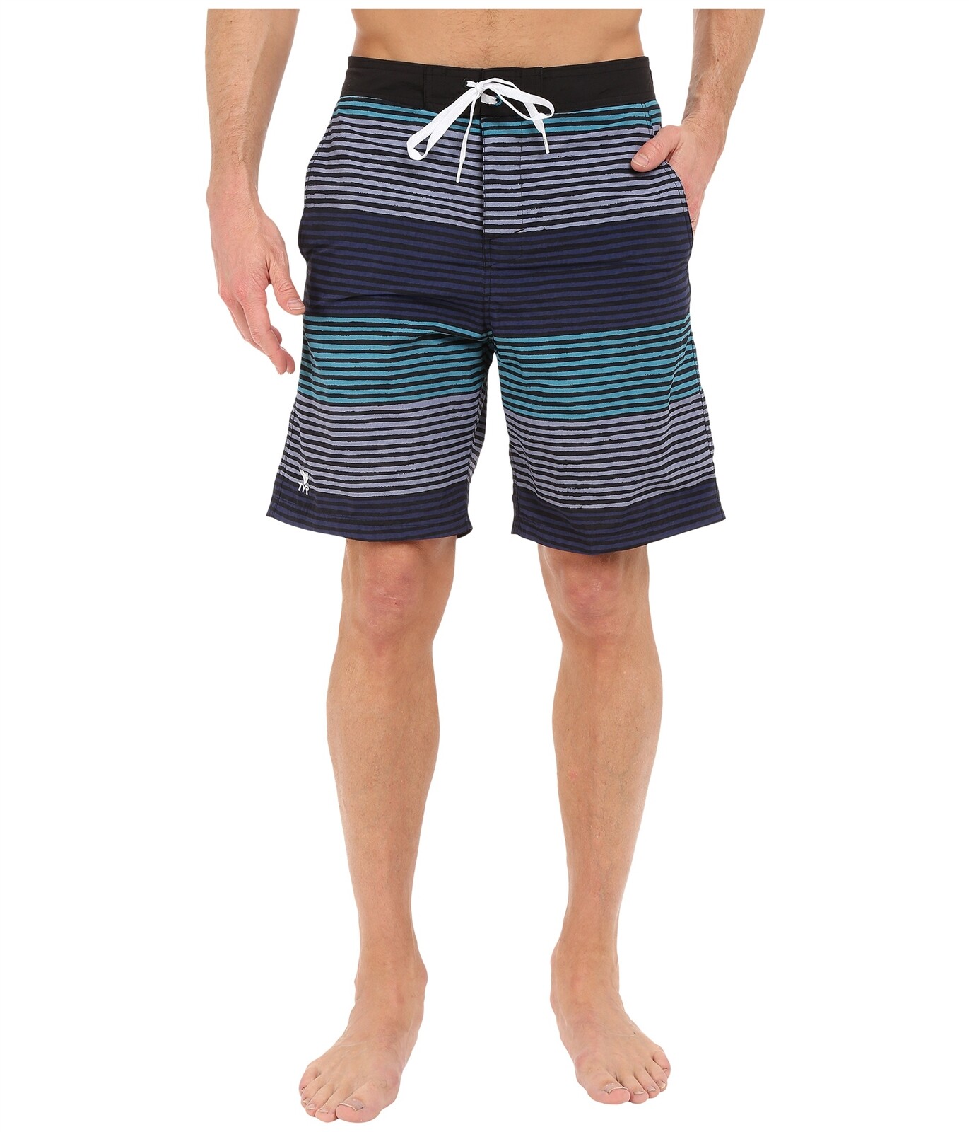 TYR Apollo Jetty Stripe Apollo Swim Shorts Side Hand Pockets Swimwear Size XL