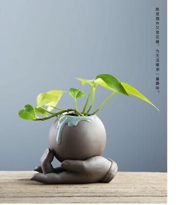 1PC Creative Flowerpot Ceramic Small Monk Zen Personality Ceramic Ornaments