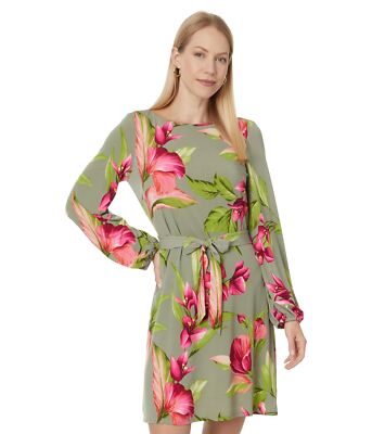 Женские платья Tommy Bahama Lavish Blooms Короткое платье с длинным рукавом
