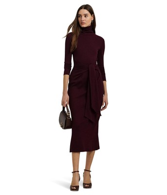 Женские платья Lauren Ralph Lauren Водолазка-свитер с завязками спереди и высоким воротом