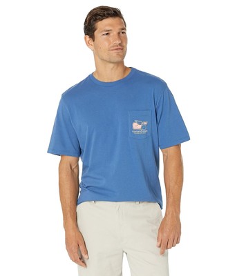 

Мужская одежда Vineyard Vines с коротким рукавом 2022 Выпускная футболка с карманом и китом