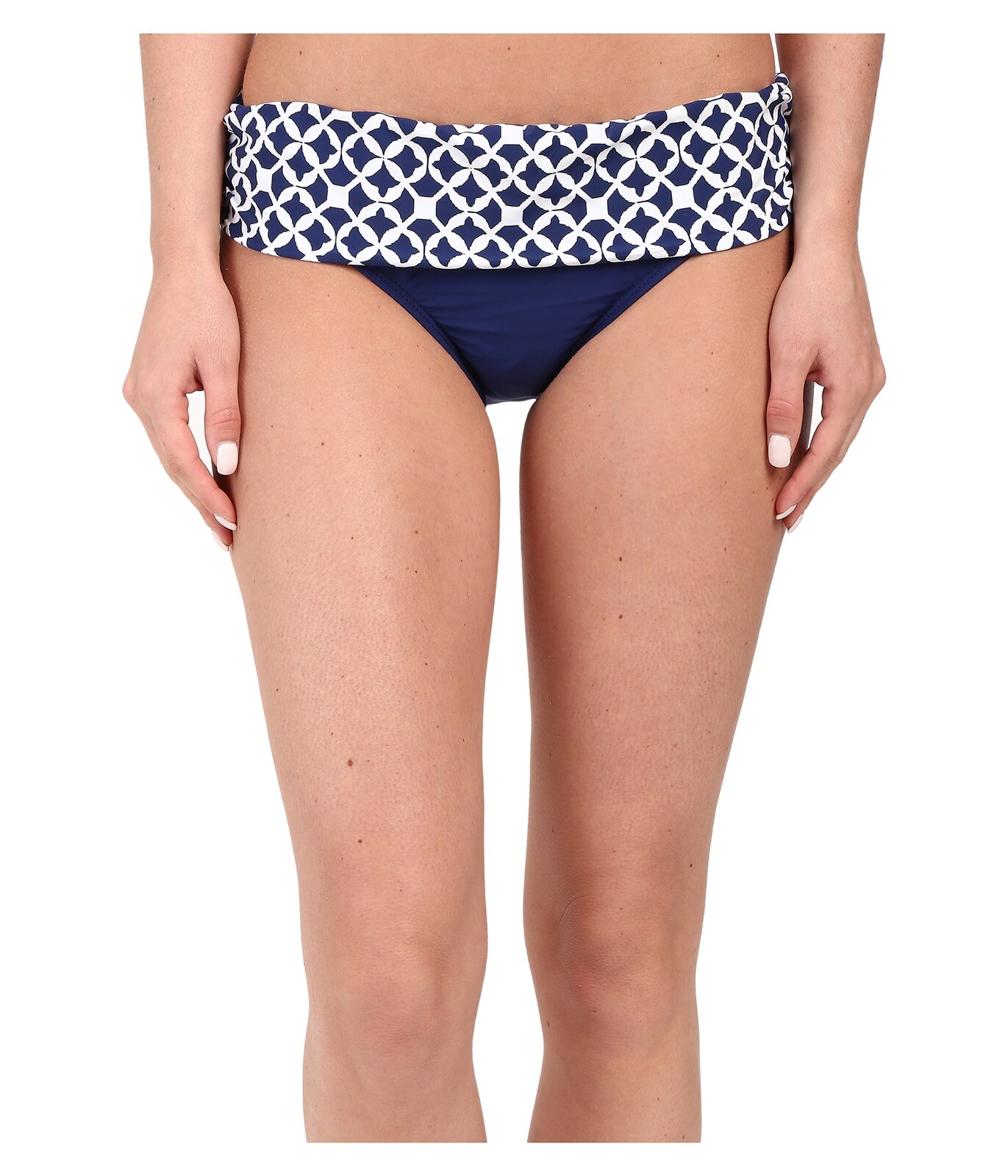 Athena Coastal Geo Banded Pant Bikini Bottom Waistband Blue Swimwear Size 8