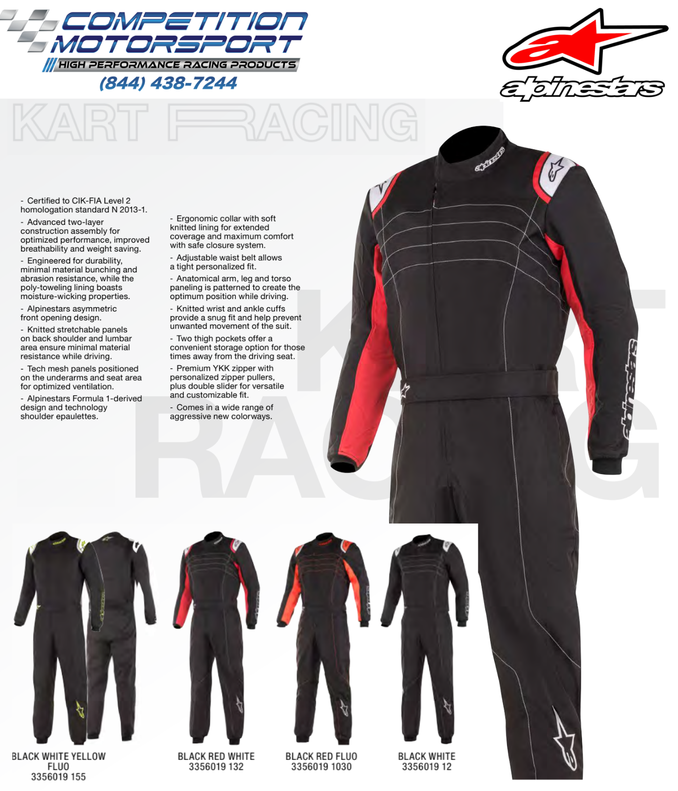 ALPINESTARS KMX-9 V2 KART RACING SUIT - AUTHORIZED USA DEALER - FREE SHIPPING